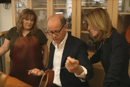 Hermès artistic director Pierre-Alexis Dumas explains the stitching process